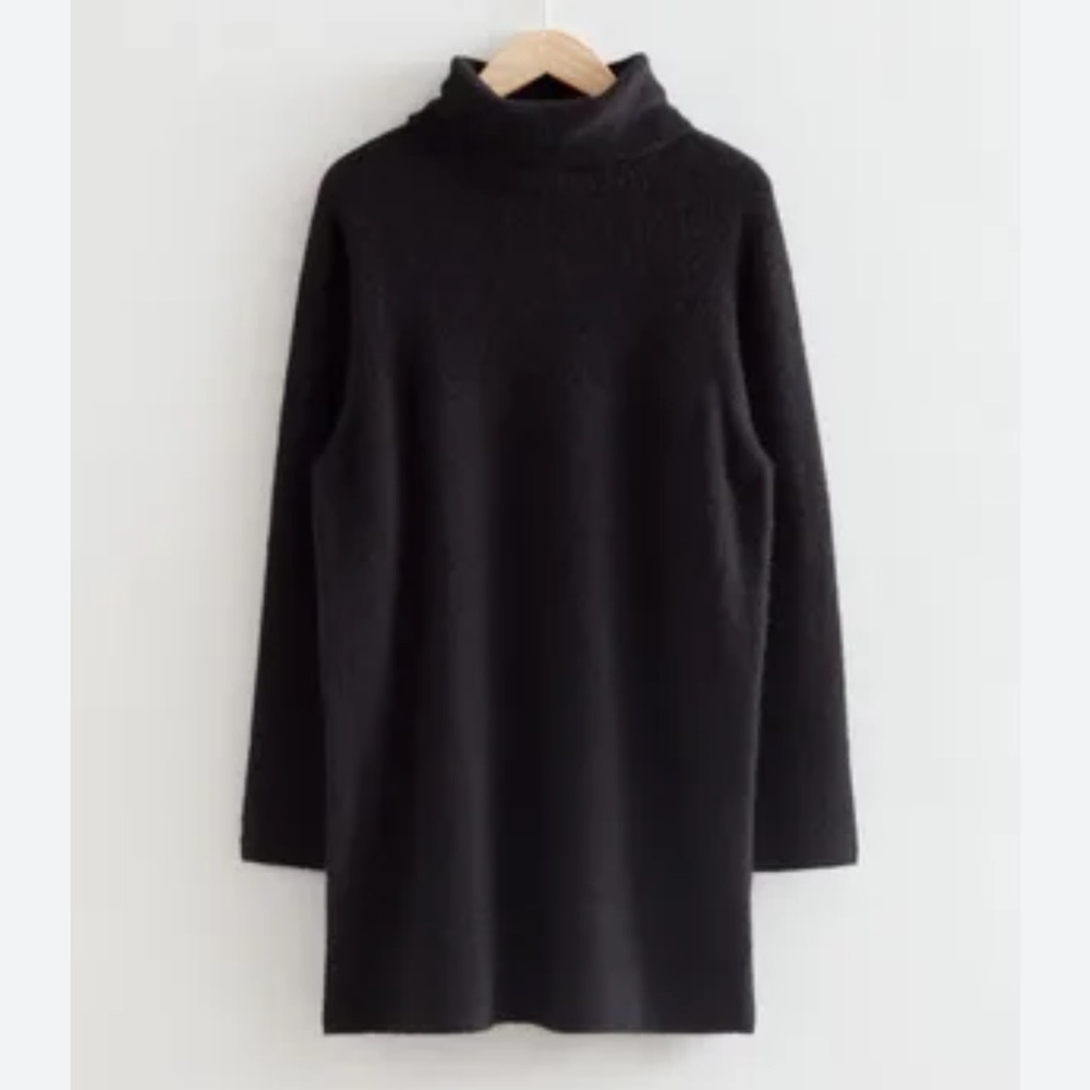 & Other Stories Black Knit Oversized Black Sweater Dress Size Medium Bin 309